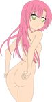  artist_request ass breasts erect_nipples flat_chest hair_ornament hairclip hayate_no_gotoku! highres katsura_hinagiku long_hair looking_back nipples nude nude_filter open_mouth pink_hair thighs vector_trace yellow_eyes 