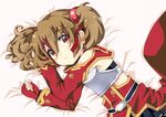  bed breastplate brown_hair fingerless_gloves gloves lying on_side red_eyes shingetsu_takehito short_hair silica sword_art_online twintails 