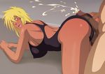  ass bleach blonde_hair breasts buttjob censored cum dark_skin ejaculation large_breasts lime_(purple_haze) penis swimsuit tier_harribel 