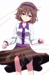  brown_eyes brown_hair hairband highres isa short_hair simple_background skirt solo touhou tsukumo_yatsuhashi white_background 