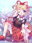 amo blonde_hair bloomers blue_eyes blush bow cracked_skin dirty_clothes dirty_face doll_joints hair_bow hair_ribbon medicine_melancholy open_mouth ribbon sash shirt skirt solo su-san tears torn_clothes torn_sleeves touhou underwear 