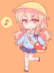  bag blonde_hair blush_stickers braid hat kindergarten kindergarten_bag kirisame_marisa leg_lift low_twintails marshmallow_mille school_hat side_braid solo touhou twintails yellow_eyes 