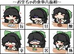  &gt;_&lt; =_= bad_id bad_pixiv_id bell_pepper black_hair blush bow chibi chocolate_bar closed_eyes cup drooling eating egg food fruit full_mouth hair_bow heart inunoko. long_hair pepper plate reiuji_utsuho smile steam tea teacup tears tongue tongue_out touhou translated trembling turn_pale umeboshi wavy_eyes white_background wings yunomi 