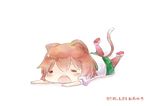  animal_ears bad_id bad_pixiv_id brown_hair cat_ears cat_tail chibi hinata_yuu kantai_collection kemonomimi_mode lying mutsuki_(kantai_collection) on_stomach school_uniform serafuku short_hair solo tail 