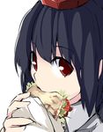  black_hair eating gyro hat kamukamu_(ars) red_eyes shameimaru_aya sketch solo tokin_hat touhou 