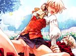  blonde_hair blush closed_eyes clothed_sex cum cum_in_pussy day field flower flower_field game_cg girl_on_top glasses lying mariella_grandback on_back ooyari_ashito open_mouth outdoors penis pussy reverse_cowgirl_position sex short_hair shoujo_mahou_gaku_littlewitch_romanesque skirt straddling sweatdrop teeth vaginal wince 
