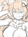  :q animal_ear_fluff animal_ears aqua_eyes blonde_hair breasts collarbone fox_ears fox_tail hair_ribbon jingai_modoki large_breasts licking_lips long_hair looking_at_viewer mon-musu_quest! multiple_tails nipples nude older ribbon sketch smile solo spoilers tail tamamo_(mon-musu_quest!) tongue tongue_out tsurime 