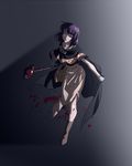  bad_id bad_pixiv_id bag blood blood_splatter cloak closed_eyes dress genderswap genderswap_(mtf) gloves kmj7977 light light_smile purple_hair shadow short_hair short_sleeves shoulder_bag slayers staff xelloss 