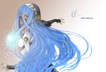  aqua_(fire_emblem_if) blue_hair dancer dress elbow_gloves fingerless_gloves fire_emblem fire_emblem_if gloves glowing hair_between_eyes hairband jewelry long_hair necklace solo techitoni title veil very_long_hair yellow_eyes 