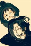  2boys beanie brothers freckles hat monkey_d_luffy monochrome multiple_boys one_piece portgas_d_ace siblings 