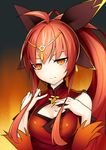  circlet cleavage_cutout detached_sleeves dobunezumi elsword ignia_(elsword) long_hair orange_eyes pink_hair ponytail sketch solo 