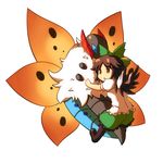  :o bird_wings boots bow brown_hair bug chibi crossover full_body fur gen_5_pokemon hair_bow highres insect_wings moja_(moja4192) open_mouth pokemon pokemon_(creature) pokemon_(game) pokemon_bw power_connection puffy_short_sleeves puffy_sleeves red_eyes reiuji_utsuho shirt short_hair short_sleeves simple_background skirt touhou volcarona white_background wings 