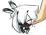  admiral_(kantai_collection) ascot blush_stickers check_commentary closed_eyes commentary_request face_mask goma_(gomasamune) heart kantai_collection mask multiple_tails ne-class_heavy_cruiser shinkaisei-kan short_hair tail white_hair white_skin 