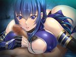  blue_eyes blue_hair breasts large_breasts misao_~injoku_ninpouden~ nobushito_kuro paizuri parted_lips taimanin_asagi_battle_arena teeth yukishiro_misao 