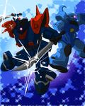  artist_request dual_wielding efreet_custom gouf_custom gundam gundam_08th_ms_team gundam_side_story:_the_blue_destiny mecha shield sword weapon 