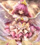  aino_megumi bad_id bad_pixiv_id ballerina brooch choker cure_lovely feathered_wings happinesscharge_precure! highres jewelry long_hair magical_girl pantyhose pink_eyes pink_hair pink_skirt ponytail precure skirt smile solo super_happiness_lovely takeashiro tiara white_legwear white_wings wings wrist_cuffs 