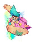  1boy blue_hair cyborg franky male male_focus one_piece star tattoo 