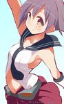  9law arm_up blush highres kantai_collection sakawa_(kantai_collection) short_hair skirt smile solo 