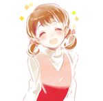  bad_id bad_pixiv_id blush brown_hair child closed_eyes doujima_nanako open_mouth otohime_(kk23maa) persona persona_4 short_hair simple_background smile solo sweater turtleneck twintails white_background 