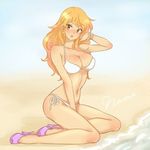  beach bikini breasts large_breasts nami nami_(one_piece) one_piece orange_hair swimsuit water 