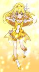  bad_id bad_pixiv_id bike_shorts blonde_hair blush bow choker cure_peace double_v hair_flaps highres kise_yayoi long_hair magical_girl ponytail precure shorts shorts_under_skirt skirt smile smile_precure! solo sy v yellow yellow_background yellow_bow yellow_eyes yellow_shorts yellow_skirt 