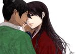  1girl bad_id bad_pixiv_id balsa black_hair brown_hair couple hetero japanese_clothes katsura_(+araka) lips long_hair seirei_no_moribito tanda 