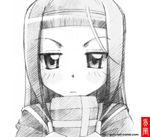  gofu greyscale hairband hanabishi_miki hayate_no_gotoku! holding looking_at_viewer monochrome simple_background sketch solo spot_color traditional_media watermark web_address white_background 