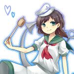  ame_(mohea) anchor bad_id bad_pixiv_id brown_hair ghost green_eyes hat heart hishaku lowres murasa_minamitsu sailor sailor_collar sailor_hat solo touhou 