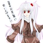  bad_id bad_pixiv_id hair_bobbles hair_ornament red_eyes shinki shochuumimai side_ponytail silver_hair solo touhou translated 