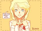  blonde_hair blue_eyes blush_stickers cosplay flower kuma_(persona_4) male_focus persona persona_4 rose shirt solo winnie_the_pooh 