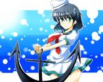  anchor bad_id bad_pixiv_id black_hair blue_eyes ghost hat hishaku murasa_minamitsu sailor sailor_hat short_hair solo touhou wedge 