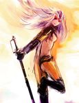  blue_submarine_no_6 monster_girl mutio purple_hair solo sword tyuurippu_taisa weapon 