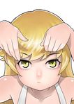  absurdres bad_id bad_pixiv_id bare_shoulders blonde_hair close-up highres long_hair monogatari_(series) oshino_shinobu rabbit_(wlsdnjs950) solo yellow_eyes 