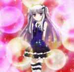  absolute_duo dress long_hair red_eyes screencap silver_hair sparkle thighhighs yurie_sigtuna 