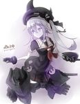  alternate_costume black_gloves black_serafuku black_skirt cannon cosplay destroyer_hime gloves harusame_(kantai_collection) harusame_(kantai_collection)_(cosplay) hat kantai_collection legless morigami_(morigami_no_yashiro) neckerchief pale_skin pleated_skirt purple_eyes school_uniform serafuku shinkaisei-kan side_ponytail skirt solo torpedo turret twitter_username white_background white_hair 