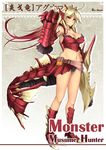  agnaktor blonde_hair claws dean gradient_hair headdress highres monster_hunter monster_tail multicolored_hair navel personification red_eyes red_hair 