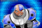  1boy 2005 bald cyborg cyborg_(dc) dark_skin dc_comics lowres male male_focus mechanical_eye one-eyed smile solo teen_titans victor_stone 