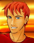  1boy blue_eyes dc_comics flash_(series) male male_focus motion_blur orange_hair smile solo the_flash wally_west 