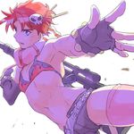  bikini_top blue_eyes cosplay crossdressing fingerless_gloves gloves gun hair_ornament jojo_no_kimyou_na_bouken joseph_joestar_(young) kirikabu-yume male_focus parody red_hair scarf skull_hair_ornament solo tengen_toppa_gurren_lagann weapon yoko_littner yoko_littner_(cosplay) 