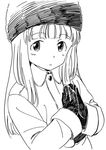  1girl agahari artist_request blush character_request dragon_ball gloves looking_at_viewer monochrome 