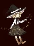  :o blonde_hair blush boots hat heart kirisame_marisa long_sleeves looking_at_viewer open_mouth short_hair siva skirt solo sparkle star touhou wand witch_hat yellow_eyes younger 