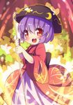  bowl bowl_hat hat holding_needle japanese_clothes kimono minigirl needle obi open_mouth purple_hair red_eyes sash short_hair smile solo sukuna_shinmyoumaru touhou yuuki_(yuyuki000) 