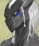  anthro dragon hair horn killioma looking_at_viewer pointy_ears scalie stare white_hair 