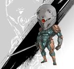  armor chibi cyborg cyborg_ninja gray_fox helmet ikuyoan katana male_focus mask metal_gear_(series) metal_gear_solid ninja solo sword weapon 