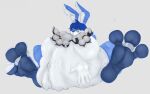 3_toes 4_toes abdominal_bulge anthro belly big_belly big_feet claws digit_ring duo feet heartman98 hi_res jaelen jewelry male male/male oral_vore pooka ring same_size_vore soles toe_claws toe_ring toes vore