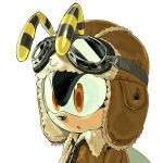  1boy absurdres aviator_cap charmy_bee furry furry_male hat highres male_focus orange_eyes portrait simple_background solo sonic_(series) tokiwa757 twitter_username white_background 