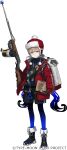  1other aqua_eyes astg backpack bag black_footwear black_hair black_shorts blue_hair boots box brown_hair captain_nemo_(fate) fate/grand_order fate_(series) fur-trimmed_headwear fur_trim hat holding holding_weapon jacket long_hair multicolored_hair nemo_(fate) nemo_(santa)_(fate) official_art pantyhose pom_pom_(clothes) shorts solo twintails very_long_hair weapon 