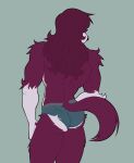 anthro back_muscles butt canid canine canis chase_(outtabellets) clothing domestic_dog fur hair hi_res long_hair male mammal muscular muscular_male outtabellets rear_view red_body red_fur red_hair solo tail underwear white_body white_fur