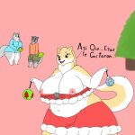 anthro breasts bulge buraian287 canid canine canis domestic_dog female genital_outline group hi_res husky ice_(buraian287) laika_(buraian287) male mammal nicole_(buraian287) nordic_sled_dog penis_outline shiba_inu spitz trio wolf