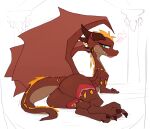 brown_body dragon female feral hi_res hindpaw horn jewelry paws roksim royal_dragoness_(pikajota) scalie solo western_dragon wide_hips wings